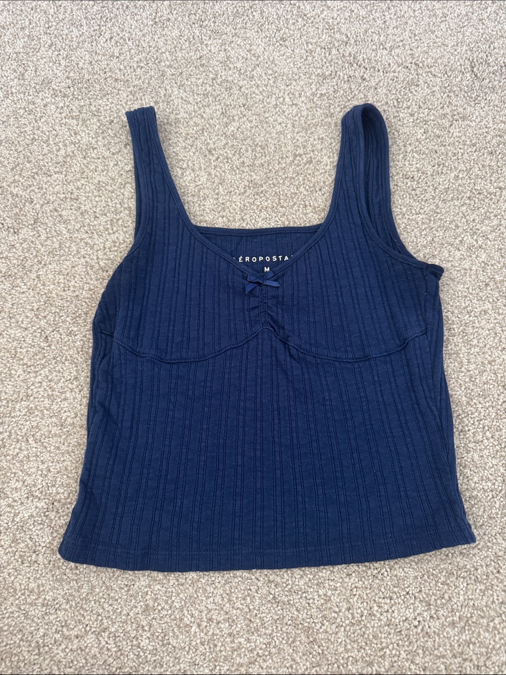 Aeropostale Dark Navy Ribbed Camisole with Front Bow